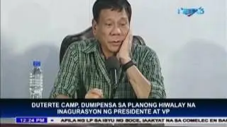 Duterte camp defends separate inauguration party
