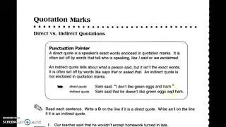 Video Directions - Direct vs Indirect Quotations