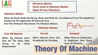 Vibratory Motion, Terms Used In Vibratory Motion And Types Of Free Vibrations (Hindi)