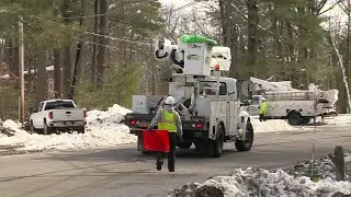 Power crews work to restore main transmission lines damaged by nor'easter