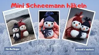 Mini Schneemann h&auml;keln ☃️ f&uuml;r Anf&auml;nger❄️ #crochet #hakeln #diy #h&auml;keln