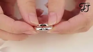 Plain Wedding Band In Sterling Silver Tension Set CZ - FarJary