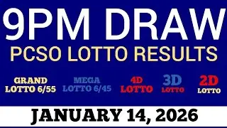Lotto Result Today 9pm Draw January 14, 2026 Swertres Ez2 PCSO Live Result