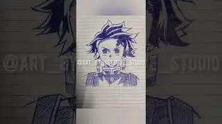 Tanjiro kamado drawing with blue ball pen 🖋✨ | #tanjiro #demonslayer | @ART_BY_CREATIVE_STUDIO