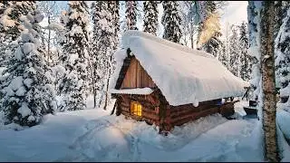 2 Days of Winter Cabin Chores: Firewood, Cooking, Snow Clearing with My Dog