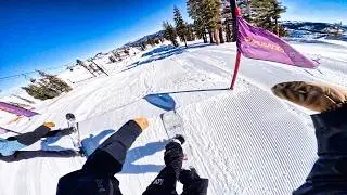 POV: Snowboarding fast and racing at Palisades Tahoe! 🔥