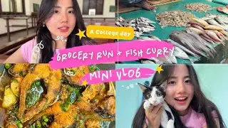 Mini Vlog | After College | Fish Market Run | Homemade Fish Curry 🐟✨