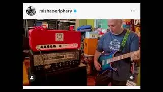 Joe Barresi & Misha Mansoor enjoying Joe's personal Carstens Grace amplifier.