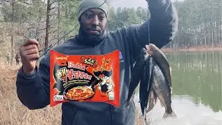 2x Spicy Buldak Trout catch and cook RAMEN