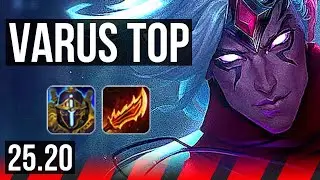 VARUS vs WARWICK (TOP) | 6 solo kills, 900+ games, Legendary | KR Master | 25.20