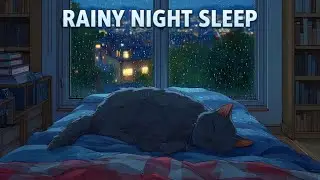 Rainy City Night with Sleeping Cat | Deep Sleep Ambiance