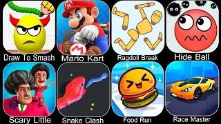 Scary Little Prankster,Ragdoll Break,Mario Kart,Food Run,Hide Ball,Snake Clash,Race Master