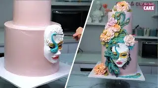 Theater Mask Cake Design | 2-Tier Artistic Cake Tutorial