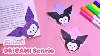 CARA MEMBUAT ORIGAMI PENANDA BUKU KUROMI | ORIGAMI SANRIO KUROMI | BOOKMARK KUROMI