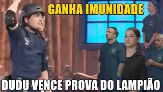 DUDU GANHA PROVA DO LAMPIAO GANHA SUPER PODER IMUNIDADE BOTA DUDA FABIANO E TAMIRES NA BAIA