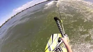 Kneeboarding with a head strap