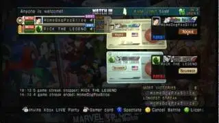 Ultimate Marvel Vs Capcom 3 Xbox Live Player Match vs RICK THE LEGEND
