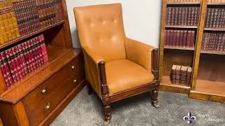 Antique Regency Leather Library Armchair 19th Century
