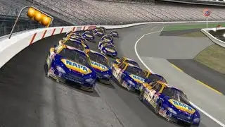 the track is wet! there's michael waltrip!