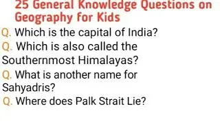 25 General Knowledge Question on Geography for Kids #learnsmartly