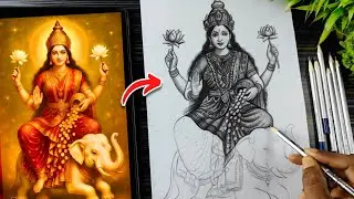 Maa Laxmi Drawing, How To Draw Lakshmi Mata, Lokkhi Thakur Drawing, Step By Step Sketch Tutorial