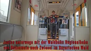 Justus unterwegs mit der Waldbahn Regionalbahn von Bodenmais nach Zwiesel im Bayerischen Wald