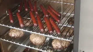Char Broil Electric Smoker Hamburgers & Hot dogs Labor Day Cheeseburgers