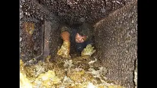 Kitchen Exhaust Cleaning Process - Scraping a Chinese Grease Duct
