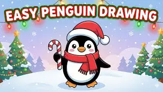 Easy Penguin Drawing 🐧🎄 || Christmas Art