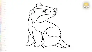 Badger easy drawings | Animal drawing tutorial | How to draw A Badger STEP BY STEP | #artjanag