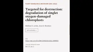 Targeted for destruction: degradation of singlet oxygen-damaged chloroplasts | RTCL.TV