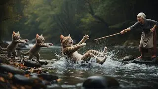 When Mama Cat Fell Into the River | A Brave Rescue by a Kind Old Woman