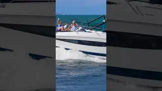 Four Bowriders Waving on. Four Winns Yacht at #hauloverinlet in #miamiheaven