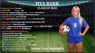 Mya Barr North Point Soccer Highlights 2025