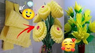 FRUIT FOAM NET FLOWER | DIY FRUIT NET FLOWER / FRUIT NET CRAFT IDEAS | FOAM NET DIY