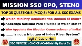 Previous Year Questions For SSC CPO, STENO|| Ab Selection door nahi💪🏻(TOP 35 MCQ's)
