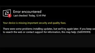 Fix Windows 11 Update Error Code 0x801901f4 Device Is Missing Important Security And Quality Fixes