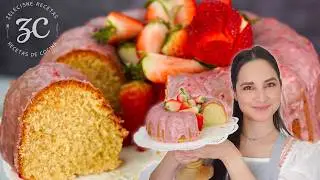 Esponjosito Panque de Queso Crema y Glaseado de Fresa🍓