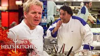 Raj's Starts Eating the Food While Gail Doesn&rsquo;t Notice She&rsquo;s on Fire | Hell's Kitchen