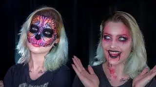 Vampira e Caveira neon - ideias para o Halloween | Tutorial sem narração