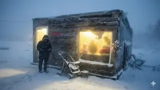 I Survived a Blizzard Off Grid at -60&deg;C | Off Grid Life in Snowstorm and wolves, Deep Snow Cabin !