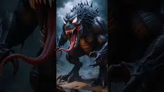 Fusion of Venom and T-rex Dinosaur 🖤⚡#fusion #venom #trex