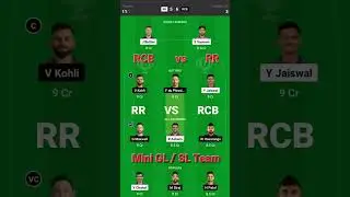 RCB vs RR Dream11 Prediction | RCB vs Dream11 Team | Today Match Team | #Dream11 #ipl