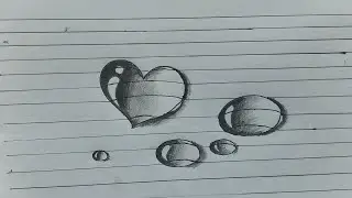 How to Draw 3D Heart Water Drop Illusion