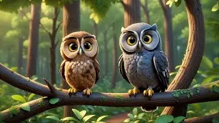 Two Little Owls Learn Big and Small | Nursery Rhymes for Kids | Opposites Songs and Baby Learning
