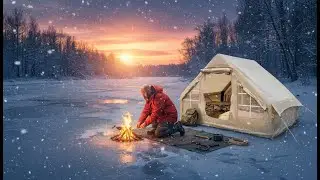 Extreme Winter Camping: Surviving Alone at Frozen River Side🌲🧊