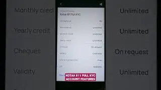 KOTAK 811 FULL KYC ACCOUNT FEATURES