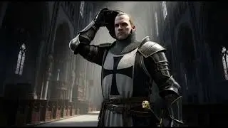 High-Value Cinematic digital AI Art​ Gregorian chant The Oath of Black and GoldTemplar