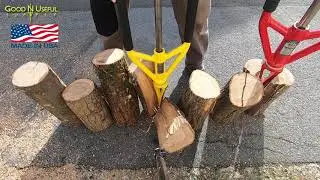 Urban wood splitting using an innovative manual log splitter : the SPLITZ-ALL by GOOD N USEFUL
