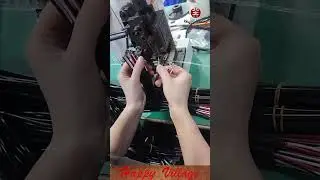 Machine strips and crimps wires to produce connectors rapidly.#WireTerminal #AutomatedAssembly